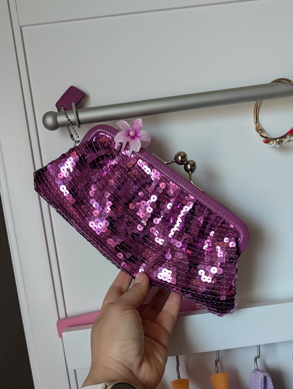 Coach Kisslock Sequin Clutch Bag